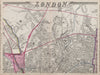 'CASSELLS LONDON N. Holloway Camden islington Highbury Hoxton. WELLER 1868 map