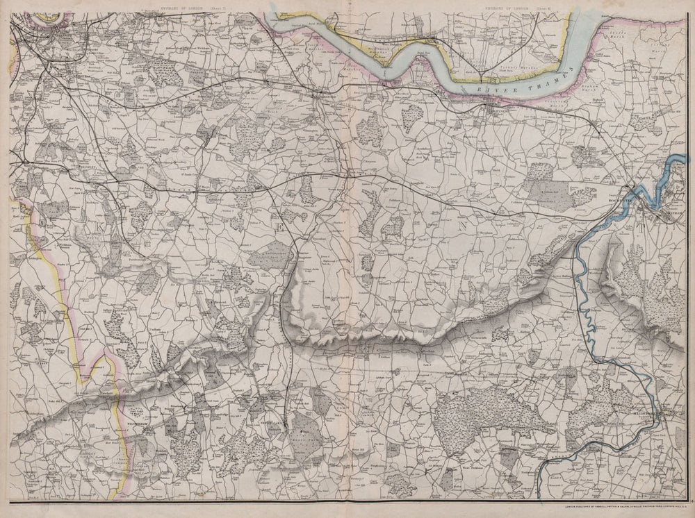 SE LONDON Kent Downs Thames Estuary Dartford Sevenoaks Maidstone WELLER 1868 map