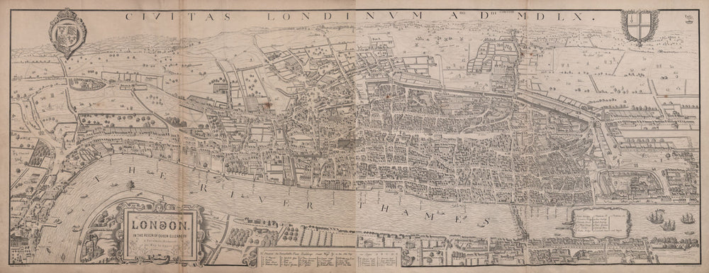 'London in the reign of Queen Elizabeth' after Agas' 1560 map. WELLER 1868