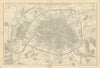 PLAN OF PARIS & SURROUNDING COMMUNES by BR DAVIES. Fortifications 1863 old map