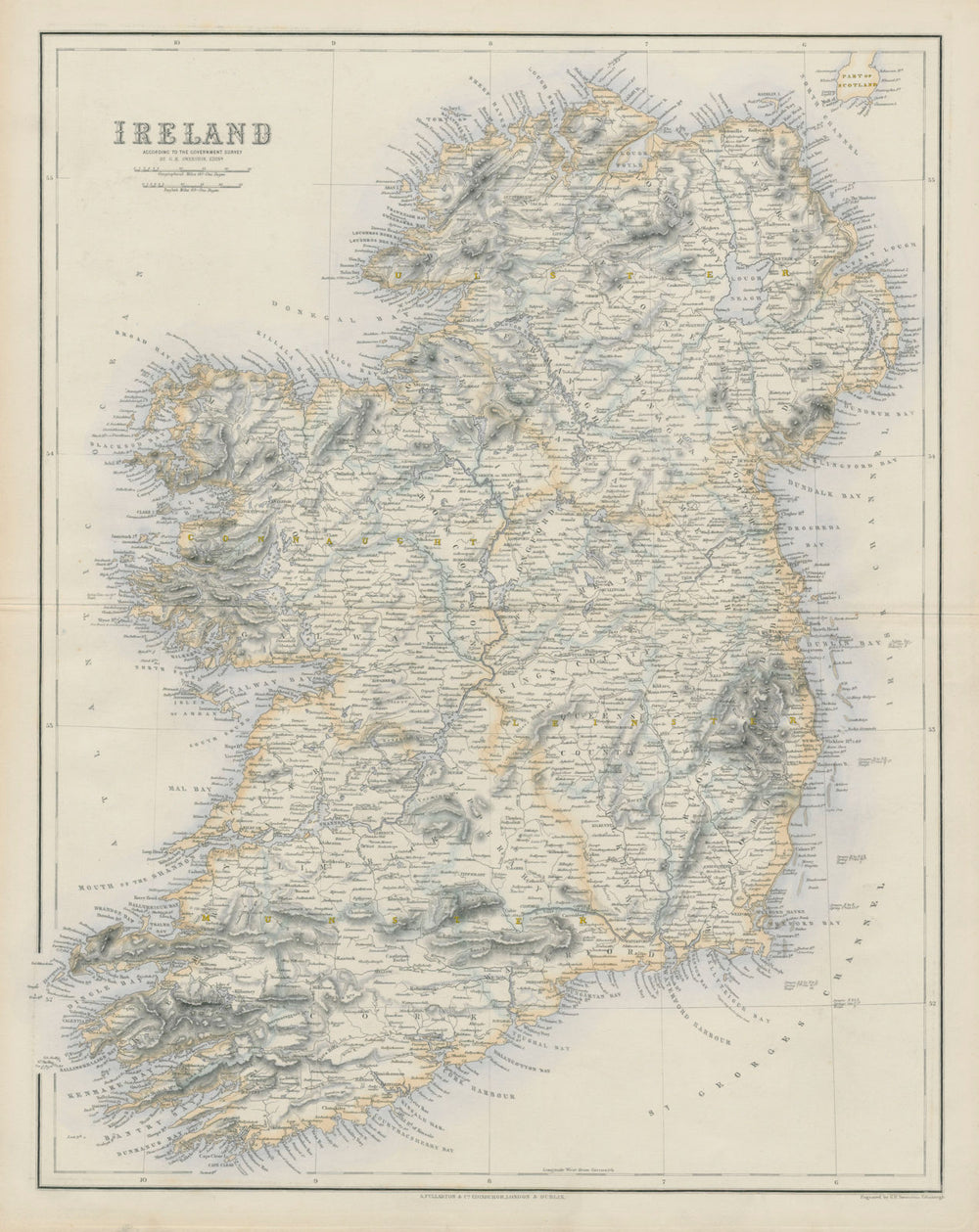 Ireland by George Heriot SWANSTON 1860 old antique vintage map plan chart