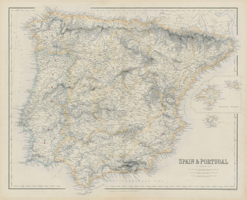 Spain and Portugal by George Heriot SWANSTON. Iberia 1860 old antique map