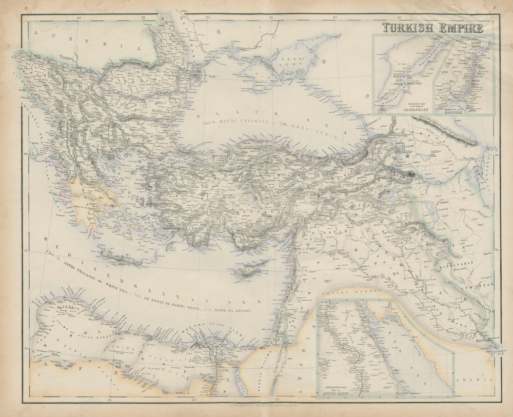 Turkish Empire. Turkey Balkans Levant. Dardanelles & Bosphorus SWANSTON 1860 map
