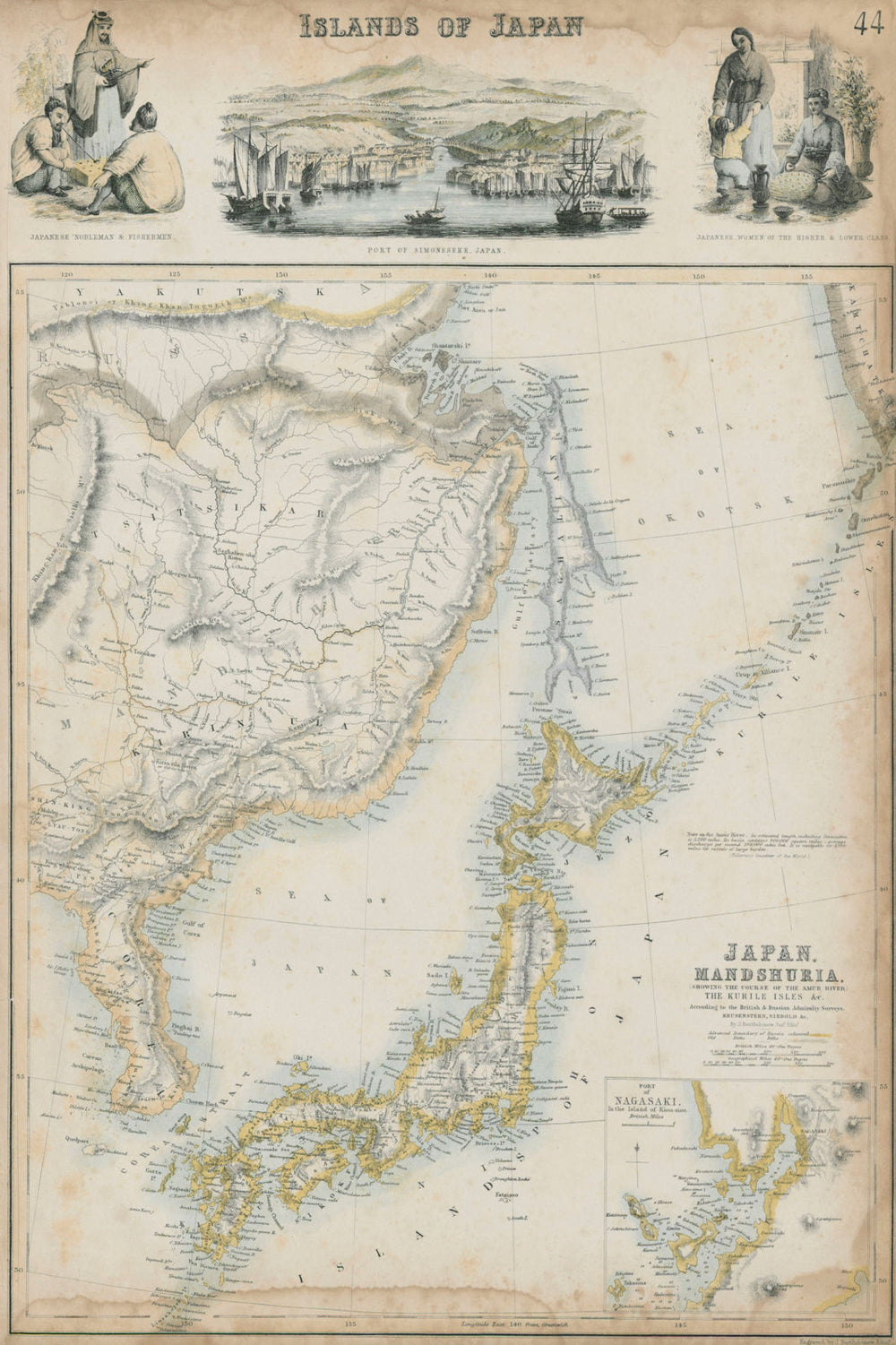 Japan & Mandshuria. Shimonoseki & Nagasaki. Manchuria. SWANSTON 1860 old map