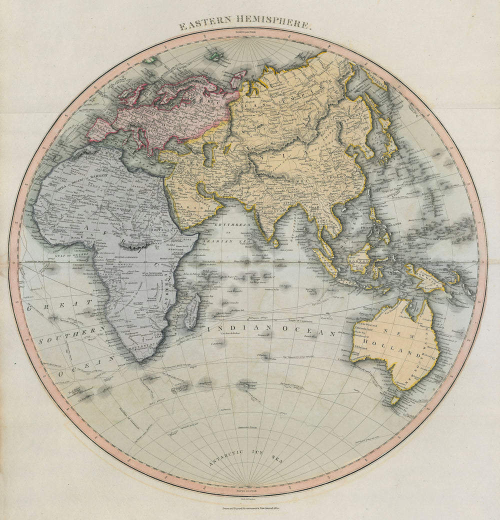 "Eastern hemisphere". Europe Asia Africa Australasia. THOMSON 1817 old map