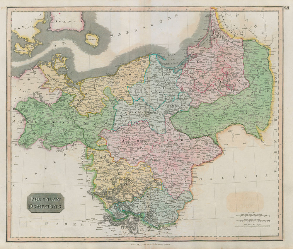 "Prussian dominions". Poland Brandenburg Pomerania Silesia. THOMSON 1817 map