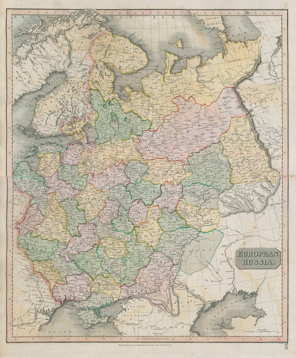 "European Russia" including Baltics Ukraine Belarus. THOMSON 1817 old map