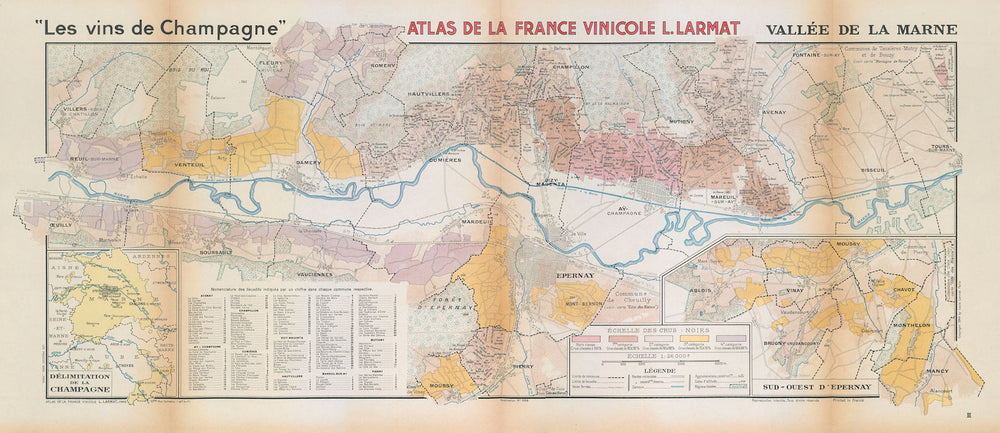 CHAMPAGNE VINEYARD MAP Vallée de la Marne. Mareuil Ay Dizy-Magenta. LARMAT 1944