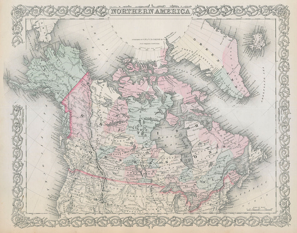 "Northern America". Canada. River basins. Alaska purchase. COLTON 1869 old map