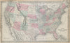 Colton's United States of America. Dakota & Wyoming merged. Railroads 1869 map