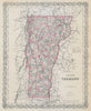 Colton's Vermont. Decorative antique US state map 1869 old chart