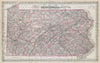Colton's Pennsylvania. Decorative antique US state map 1869 old