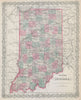 Colton's Indiana. Decorative antique US state map 1869 old chart
