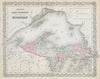 Colton's Lake Superior and the northern part of Michigan. US state map 1869