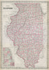 Colton's Illinois. Decorative antique US state map 1869 old chart