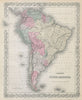 Colton's South America. Bolivian Litoral. Decorative antique map 1869 old