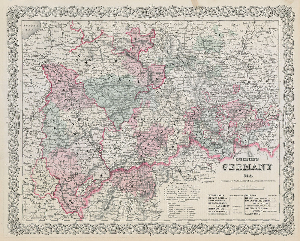 Colton's Germany No. 2 Nordrhein-Westfalen Rheinland-Pfalz Thuringen 1869 map