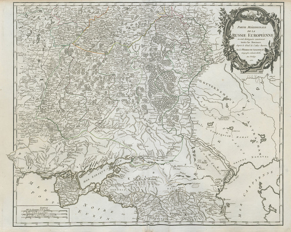 "Partie Méridionale de la Russie Européenne" Ukraine Russia. VAUGONDY 1752 map