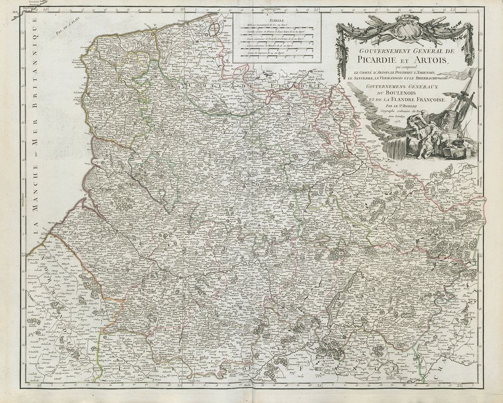 "Gouvernement Générale de Picardie et Artois". Hauts-de-France VAUGONDY 1753 map