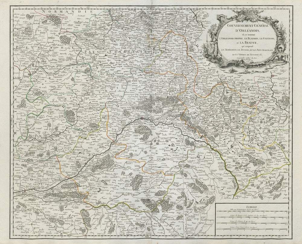 "Gouvernement Général d'Orléanois" Centre-Val de Loire. France VAUGONDY 1753 map