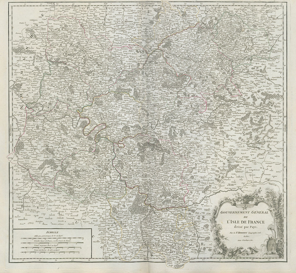 "Gouvermement Général de l'Isle de France" Ile-de-France Paris VAUGONDY 1754 map