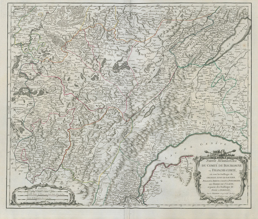 "Partie Méridionale du Comté de Bourgogne ou Franche-Comté". VAUGONDY 1749 map