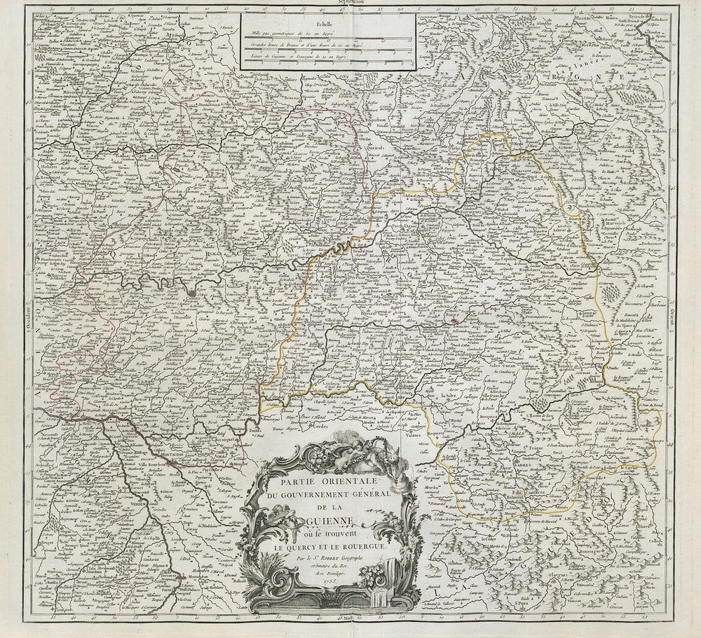 Partie Orientale du Gouv. Général de la Guienne. Midi-Pyrénées VAUGONDY 1753 map