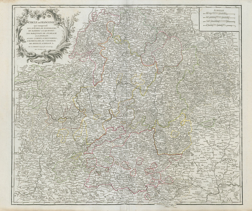 "Cercle de Franconie". Franconia. Northern Bavaria. Germany. VAUGONDY 1752 map