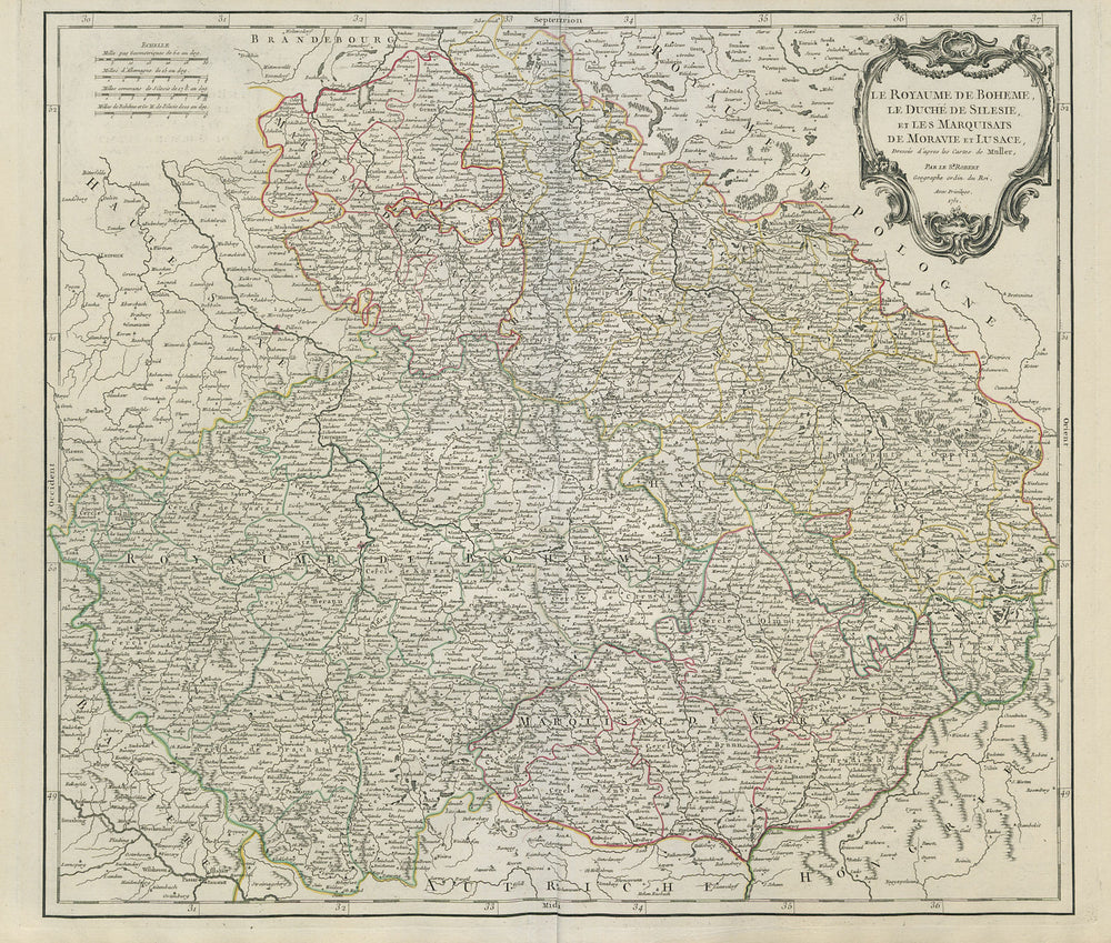 "Le Royaume de Boheme, le Duché de Silesie…" Czechia & Silesia VAUGONDY 1751 map