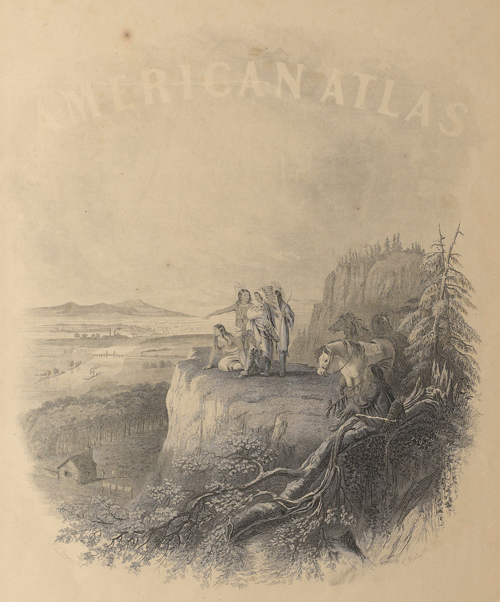 Johnson's Family Atlas title page. "American Atlas" 1865 old antique print