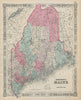 Johnson's Maine. US State map showing counties 1865 old antique plan chart