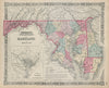 Johnson's Delaware, Maryland & District of Columbia. Counties 1865 old map