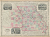 Johnson's Missouri & Kansas. US state map showing counties 1865 old