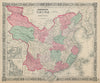 Johnson's China. Amoy Xiamen Harbor. Canton Hong Kong 1865 old antique map