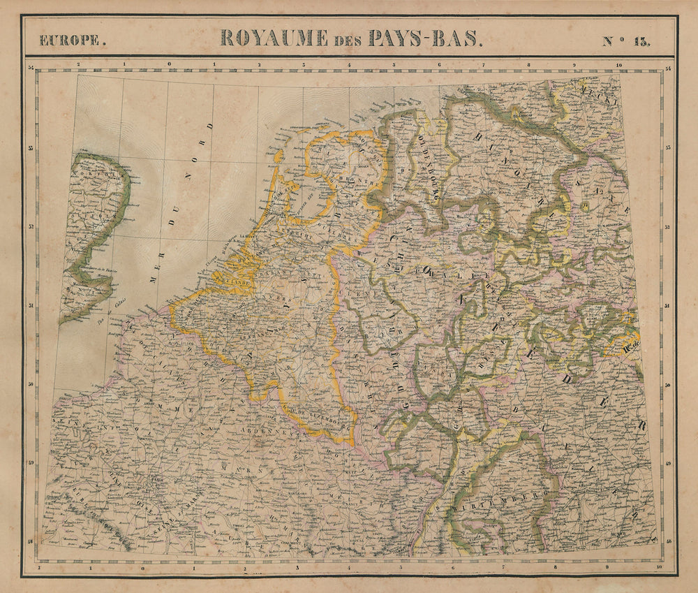 Europe. Royaume des Pays-Bas #13 NW Europe Benelux Germany VANDERMAELEN 1827 map