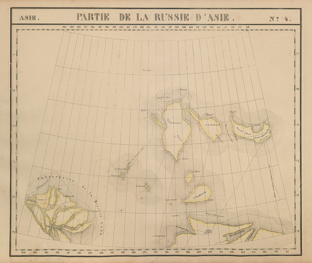 Russie d'Asie #4 Russia. Lena delta & New Siberian Islands VANDERMAELEN 1827 map