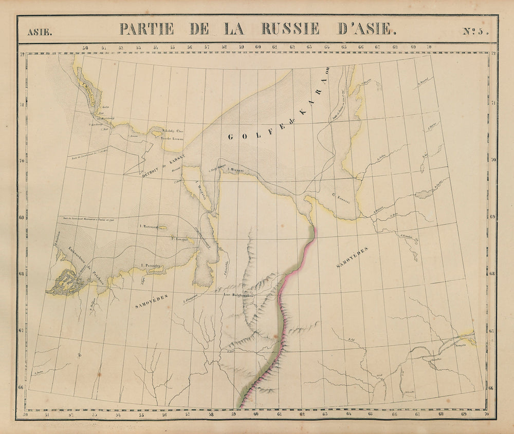 Russie d'Asie #5 Russia. Novaya Zemlya Nenetsia Yamalia. VANDERMAELEN 1827 map