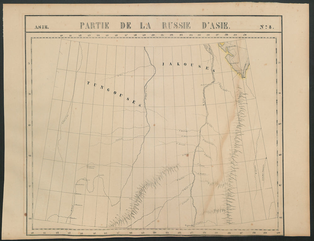 Russie d'Asie #8. Olenyok & Lena rivers. Sakha Russia. VANDERMAELEN 1827 map