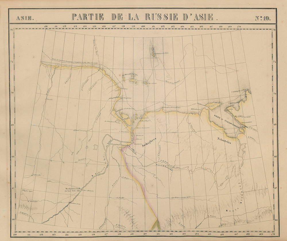 Russie d'Asie #10 Siberia Russia. Northern Chukotka Sakha. VANDERMAELEN 1827 map