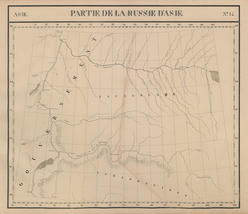 Russie d'Asie #14 Central Siberia Russia. Yenisei basin. VANDERMAELEN 1827 map