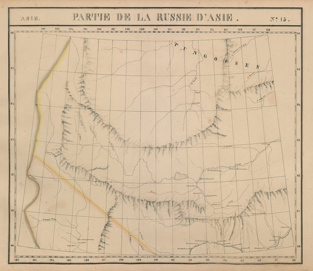 Russie d'Asie #15 Russia Siberia Krasnoyarsk Sakha Irkutsk VANDERMAELEN 1827 map