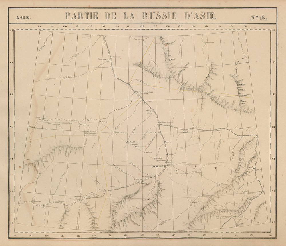 Russie d'Asie #16 Russia. Lena river basin. Yakutsk Sakha. VANDERMAELEN 1827 map