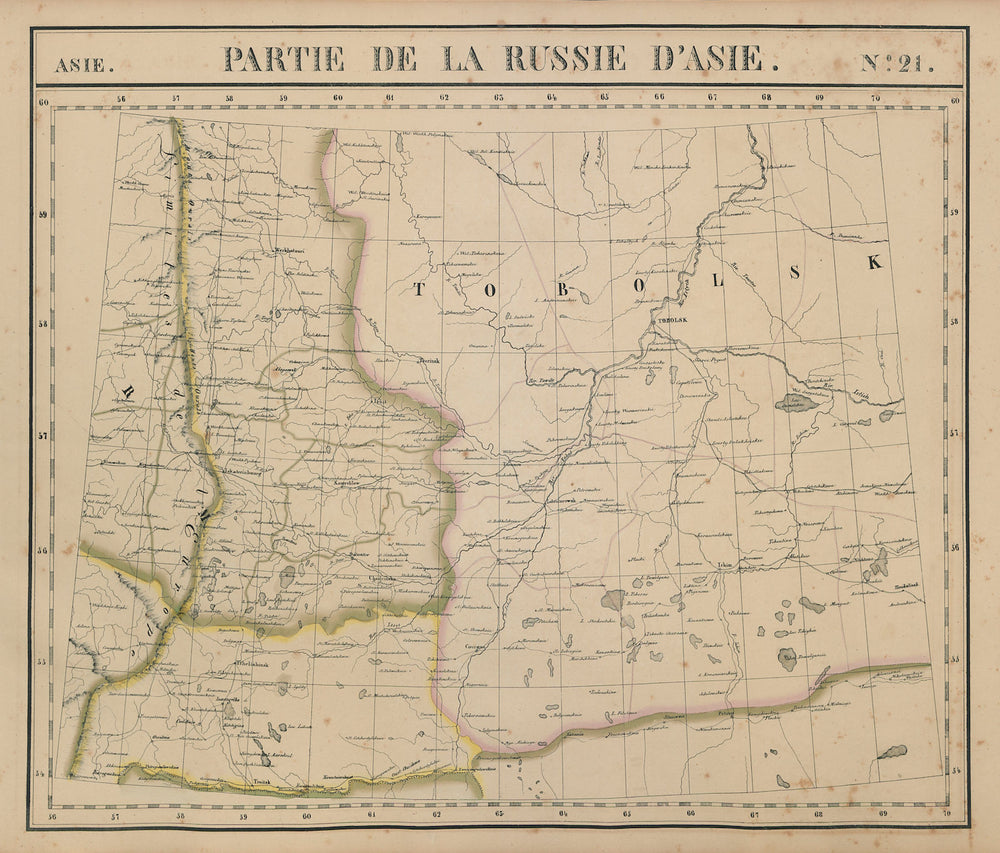 Russie d'Asie #21 Russia. Kurgan Tyumen Sverdlovsk Tobolsk VANDERMAELEN 1827 map