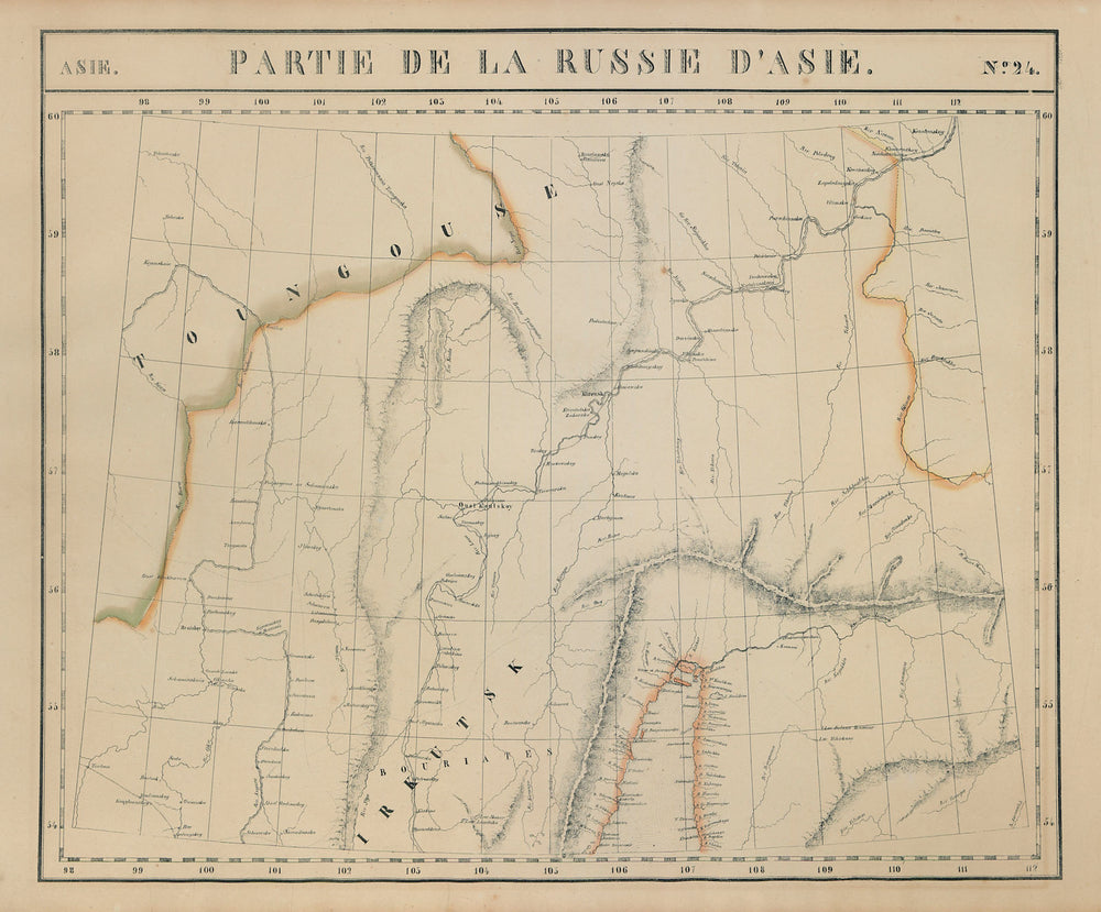 Russie d'Asie #24 Lake Baikal. Russia Irkutsk Buryatia. VANDERMAELEN 1827 map