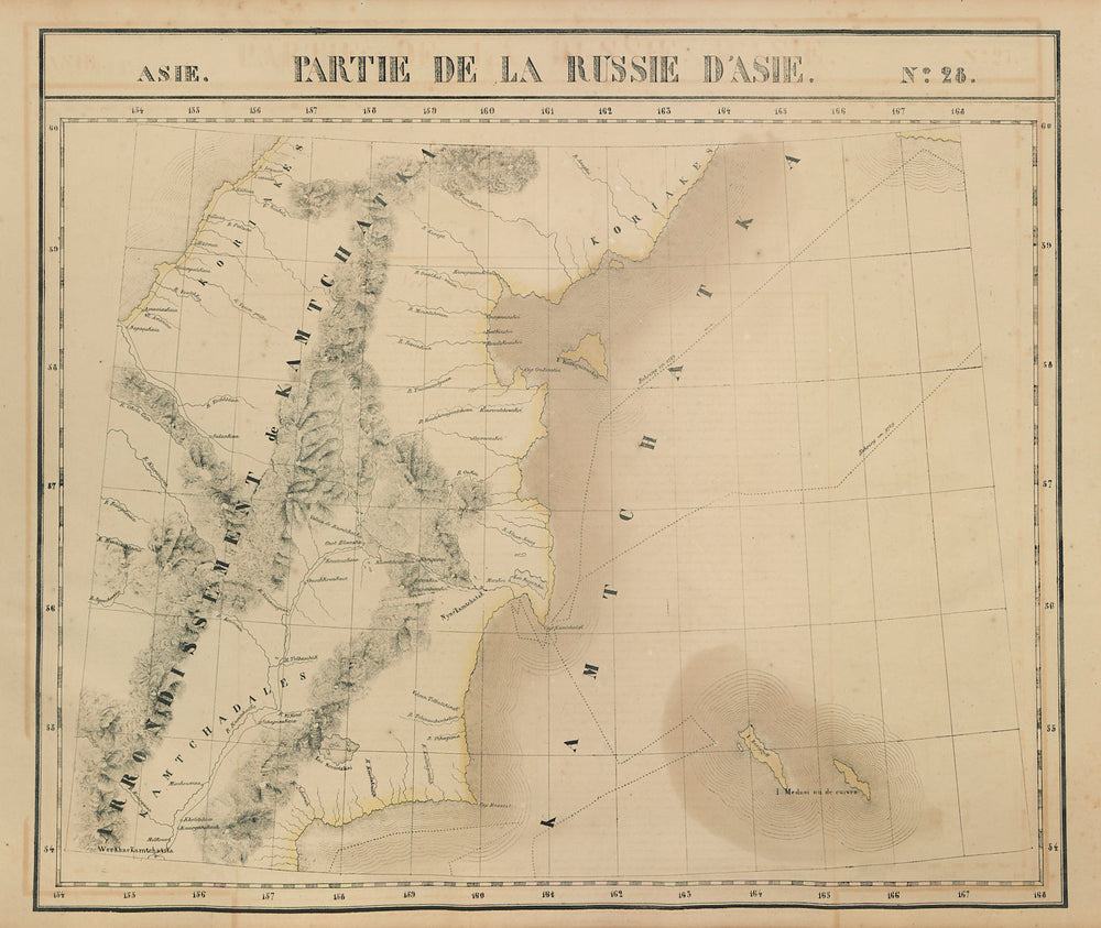 Russie d'Asie #28 Eastern Kamchatka Peninsula. Russia. VANDERMAELEN 1827 map