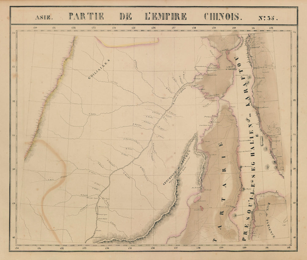 Asie. Empire Chinois #35 Russian Far East. Amur Sakhalin. VANDERMAELEN 1827 map