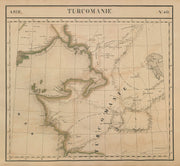 Asie. Turcomanie #40 Caspian Sea. Kazakhstan Uzbekistan. VANDERMAELEN 1827 map