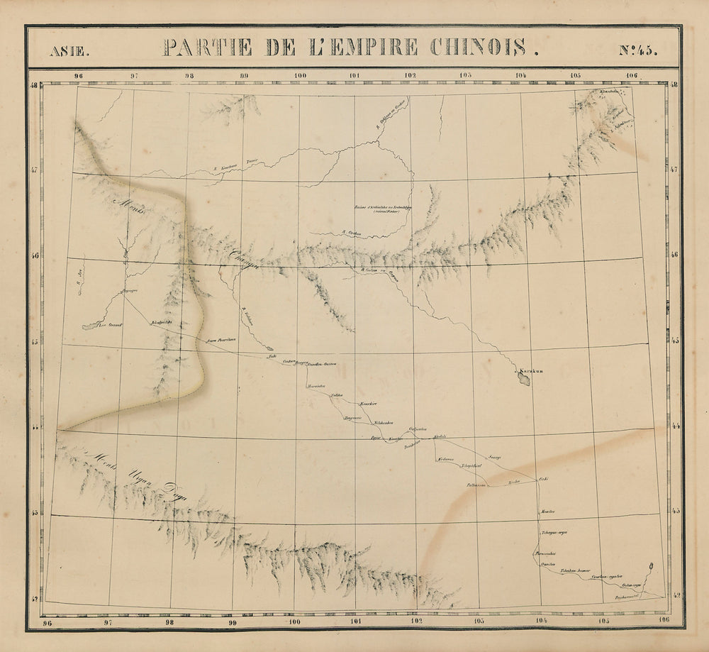 Asie. Empire Chinois #45 Southern Mongolia. Gobi desert. VANDERMAELEN 1827 map