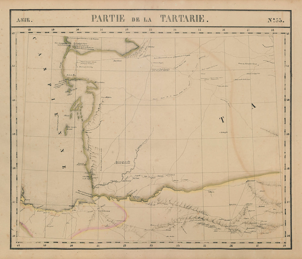 Asie. Tartarie #53 Caspian Sea. Turkmenistan Iran. VANDERMAELEN 1827 old map