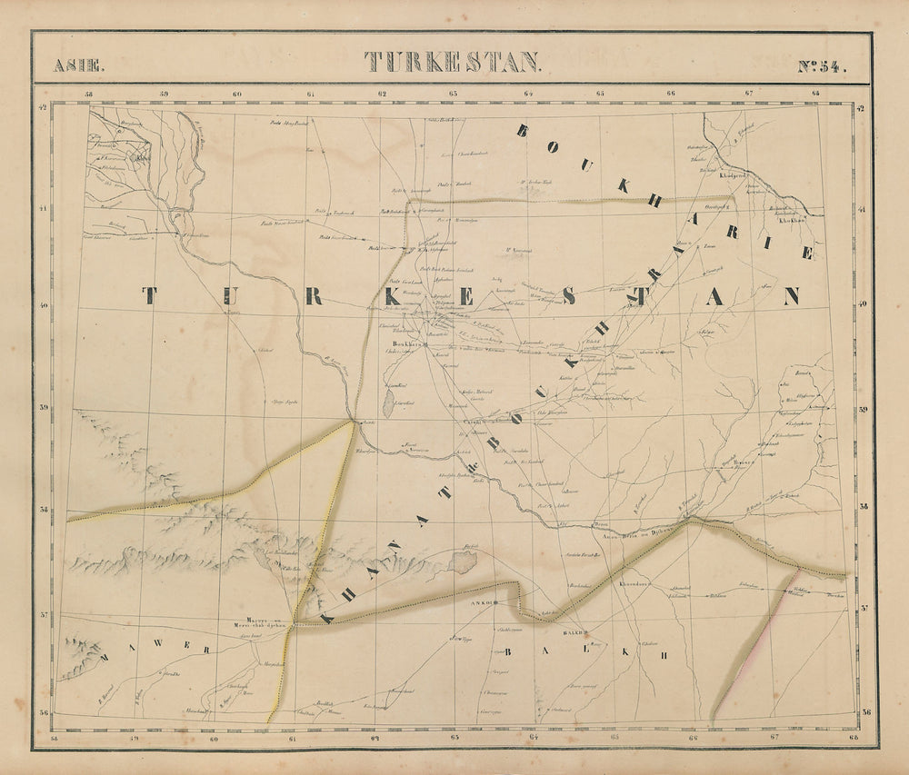Asie. Turkestan #54 Uzbekistan Turkmenistan Tajikistan. VANDERMAELEN 1827 map